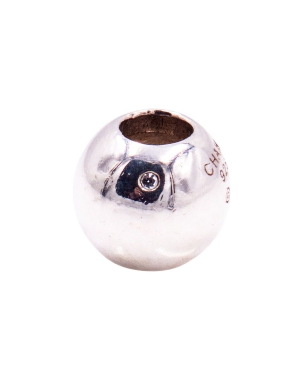 Chamilia Roundabout Sterling Silver Clear CZ Sphere Charm Bead